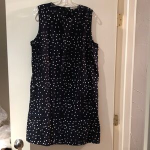 Eileen Fisher Black and White Polka Dot Sleeveless A-line Shift Dress size L